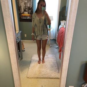 Blue and white flowy t shirt